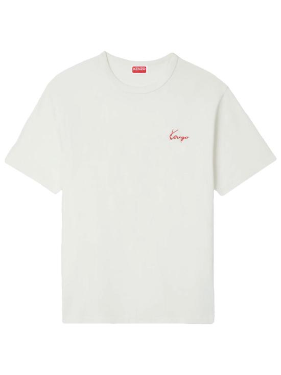 26SS 겐조 Archive Rose 자수 아웃라인 티셔츠 FG55TS2214SK 02 WHITE