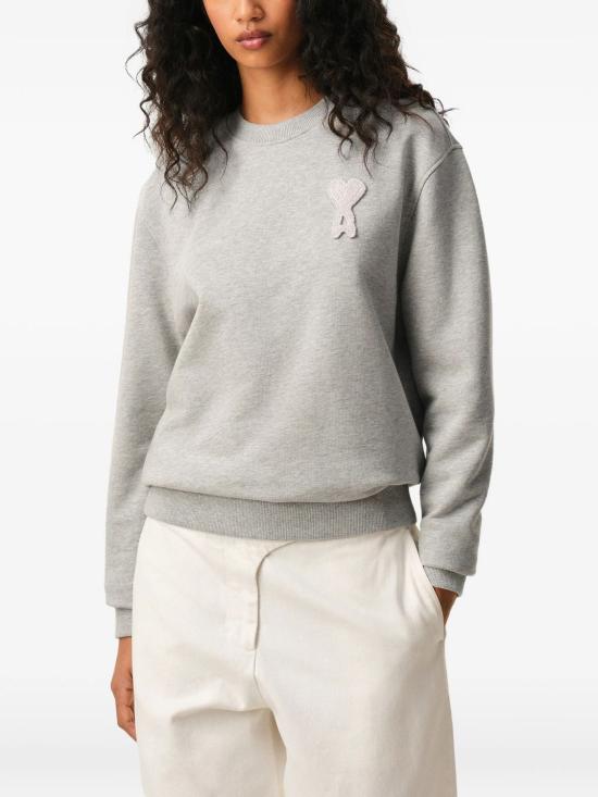 26SS 아미 빅 하트 로고 코튼 니트 스웨트셔츠 USW787730A161 GREY - AMI