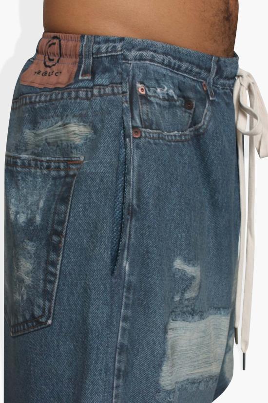  더 셀렉트 데님 숏팬츠 셀렉트 덤 프린트 데님 반바지 블랙 - THE CELECT