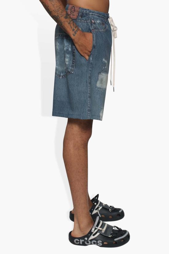  더 셀렉트 데님 숏팬츠 셀렉트 덤 프린트 데님 반바지 블랙 - THE CELECT