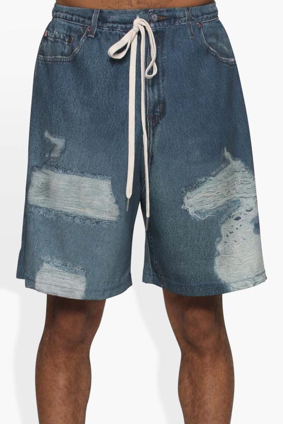  더 셀렉트 데님 숏팬츠 셀렉트 덤 프린트 데님 반바지 블랙 - THE CELECT