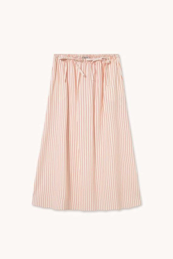  타이니 빅 시스터 롱 스커트 얇은 줄무늬 리본 스커트 오프 화이트 스트라이프 - TINY BIG SISTER