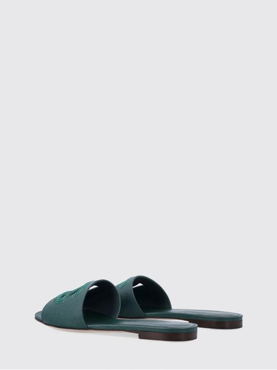 26SS 돌체앤가바나 스웨이드 도핀 카프스킨 플랫 슬리퍼 CQ0666A0217 8S353 Green - DOLCE & GABBANA