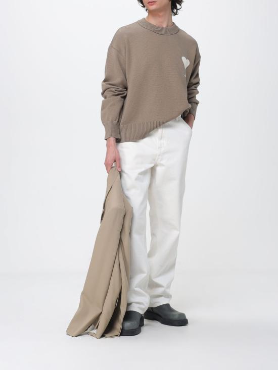 26SS 아미 ADC 울 & 코튼 크루넥 하트 스웨터 UKS859KN0156A 117 Beige - AMI