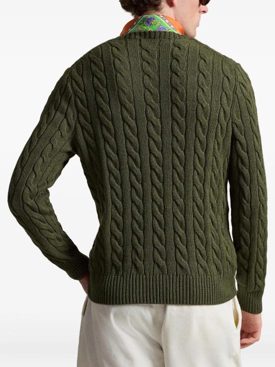 26SS 폴로 랄프로렌 로고 자수 케이블 니트 스웨터 710775885 542 Verde - POLO RALPH LAUREN