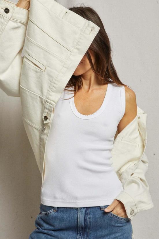  퍼펙트 화이트 티 민소매 티셔츠 조던 리브드 탱크탑 화이트 - PERFECT WHITE TEE