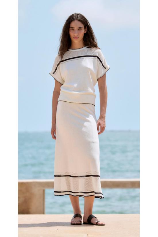  sita murt 롱 스커트 오픈워크 밑단 베이지색 Sita Murt 미디 스커트