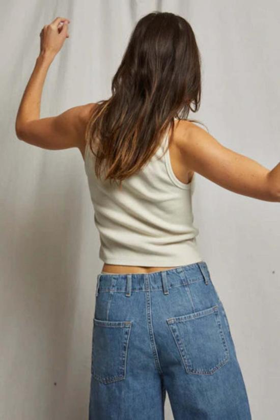  퍼펙트 화이트 티 민소매 티셔츠 블론디 리브 탱크 - PERFECT WHITE TEE