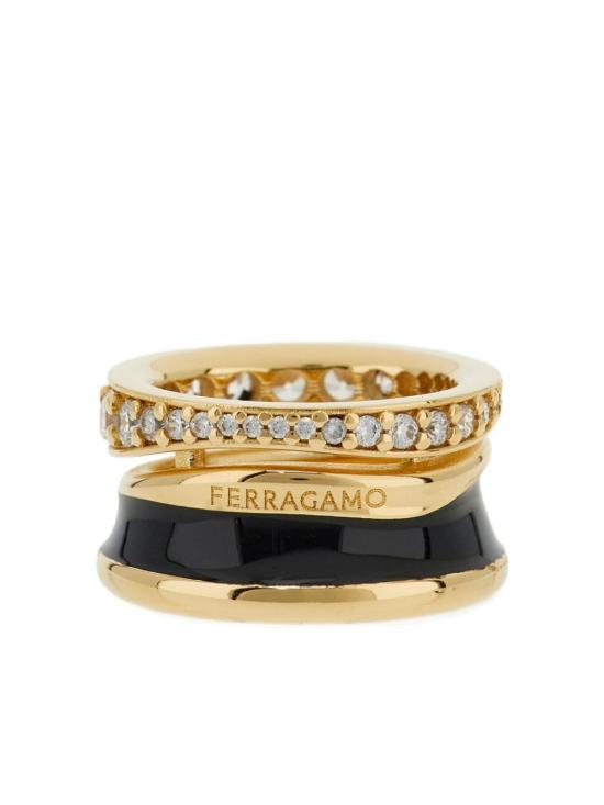 26SS 살바토레 페라가모 반지 760925 790650ORO BLACK CRYSTAL Oro black crystal - SALVATORE FERRAGAMO