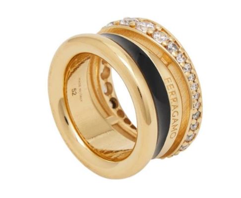 26SS 살바토레 페라가모 반지 760925 790650ORO BLACK CRYSTAL Oro black crystal - SALVATORE FERRAGAMO