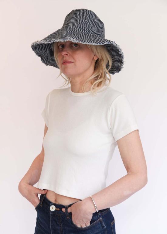  Abigail Rose & Lily Too 버킷햇 애비게일 로즈 앤 릴리 투 선햇 레일로드 스트라이프 데님 - OTHER BRANDS