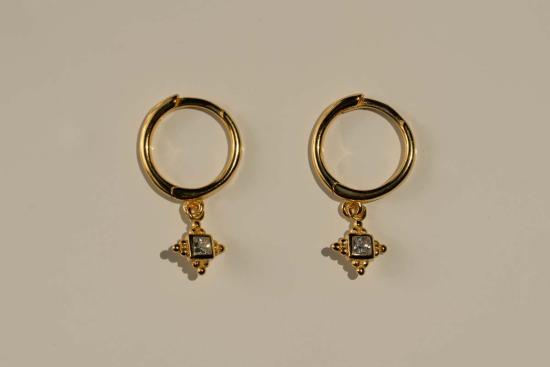  Milk & Rose 이어링 밀크앤로즈 쁘띠 다이아몬드 후프 스털링 실버 귀걸이 - OTHER BRANDS