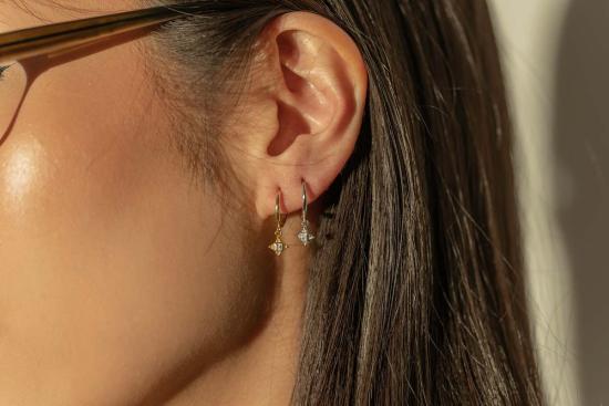  Milk & Rose 이어링 밀크앤로즈 쁘띠 다이아몬드 후프 스털링 실버 귀걸이