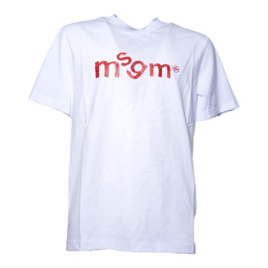 26SS 엠에스지엠 반팔 티셔츠 4040MM117D267002 01 Bianco rosso