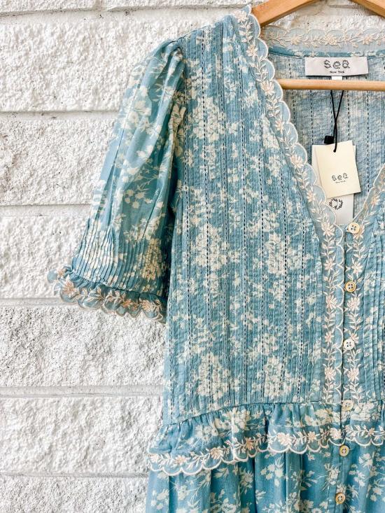  씨뉴욕 롱 원피스 씨 니 커스틴 프린트 롱 드레스 스카이 - SEA NY