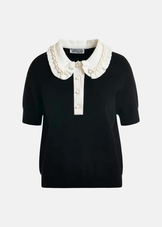  에센셜앤트워프 스웨터 에센셜 앤트워프 주얼리 자수 니트 폴로 - ESSENTIEL ANTWERP