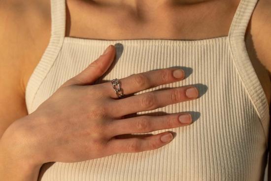  Milk & Rose 반지 밀크 & 로즈 와이어 조절식