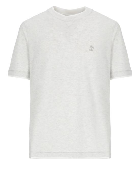 26SS 브루넬로 쿠치넬리 레이어링 코튼 저지 크루넥 티셔츠 M0B137451G CY887 Ivory