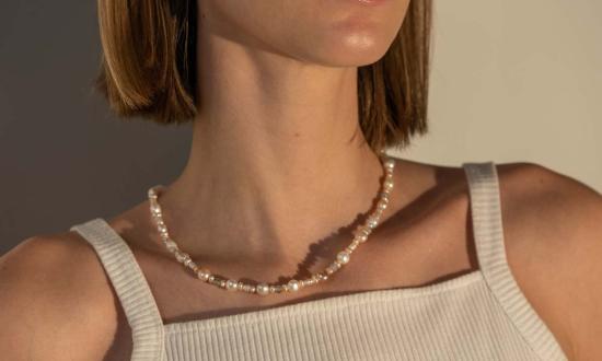  Milk & Rose 목걸이/팬던트 밀크 앤 로즈 모시 아게이트 진주 목걸이 - OTHER BRANDS