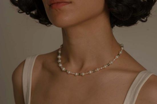  Milk & Rose 목걸이/팬던트 밀크 앤 로즈 모시 아게이트 진주 목걸이 - OTHER BRANDS