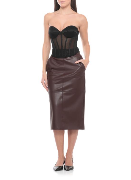 26SS 엘리자베타프랜치 미디 스커트 GO16361E2 644 Marrone - ELISABETTA FRANCHI