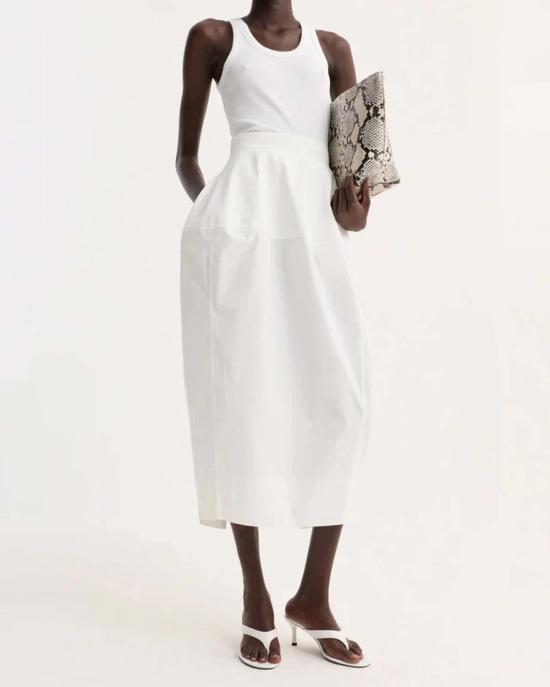  로에 스커트 로헤 조각 포플린  옵틱 화이트 - ROHE