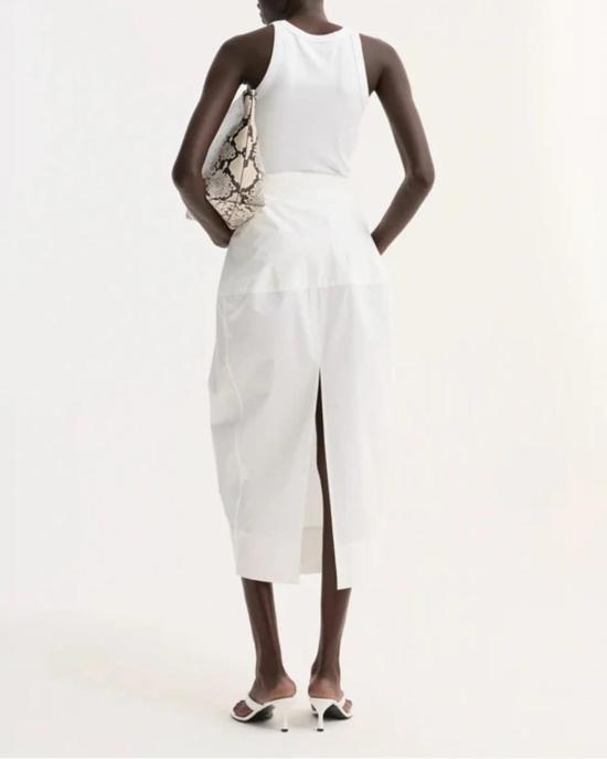  로에 롱 스커트 로헤 조각 포플린  옵틱 화이트 - ROHE