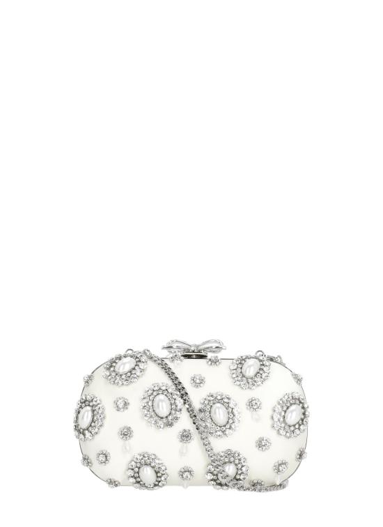 26SS 셀프 포트레이트 클러치/파우치 SS26304BC CREAM SATIN MULTI CRYSTALCREAM Ivory
