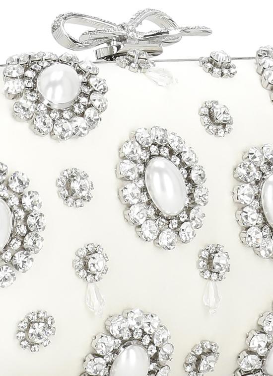 26SS 셀프 포트레이트 클러치/파우치 SS26304BC CREAM SATIN MULTI CRYSTALCREAM Ivory - SELF PORTRAIT