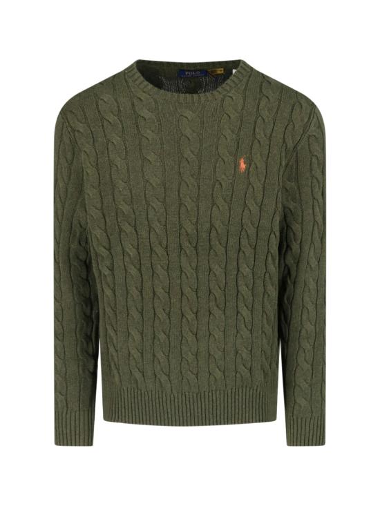 26SS 폴로 랄프로렌 로고 자수 케이블 니트 스웨터 710 775885 542 Green
