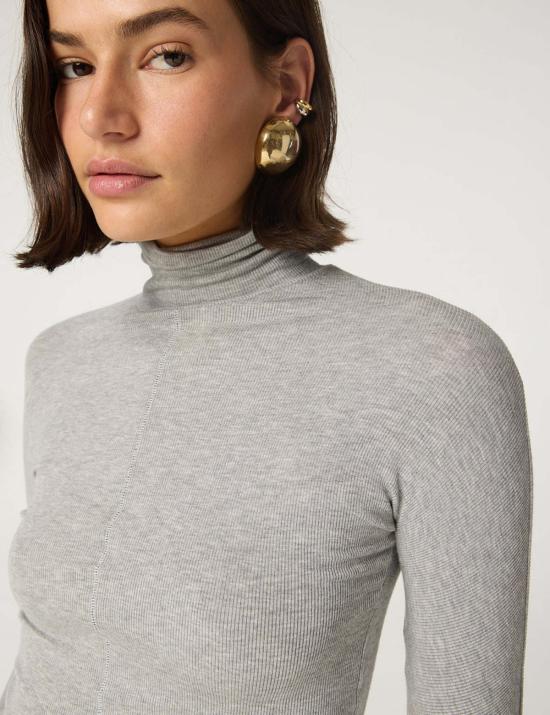  더 라인 바이 케이 긴팔 티셔츠 블릭사 탑 헤더 그레이 - THE LINE BY K