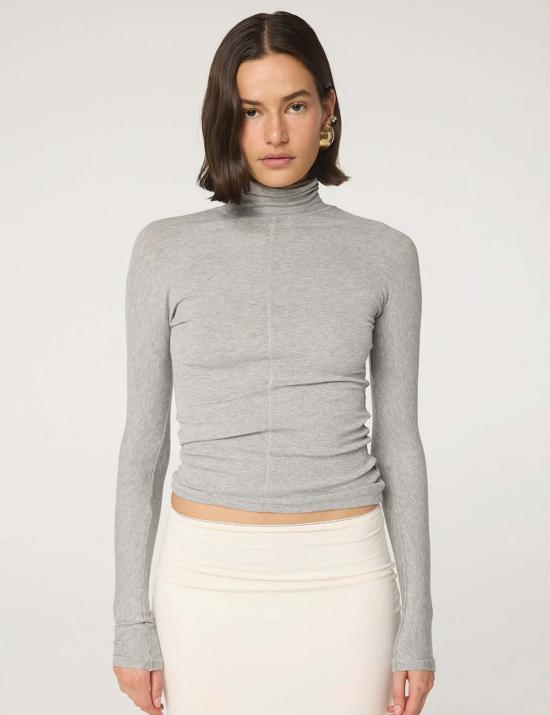  더 라인 바이 케이 긴팔 티셔츠 블릭사 탑 헤더 그레이