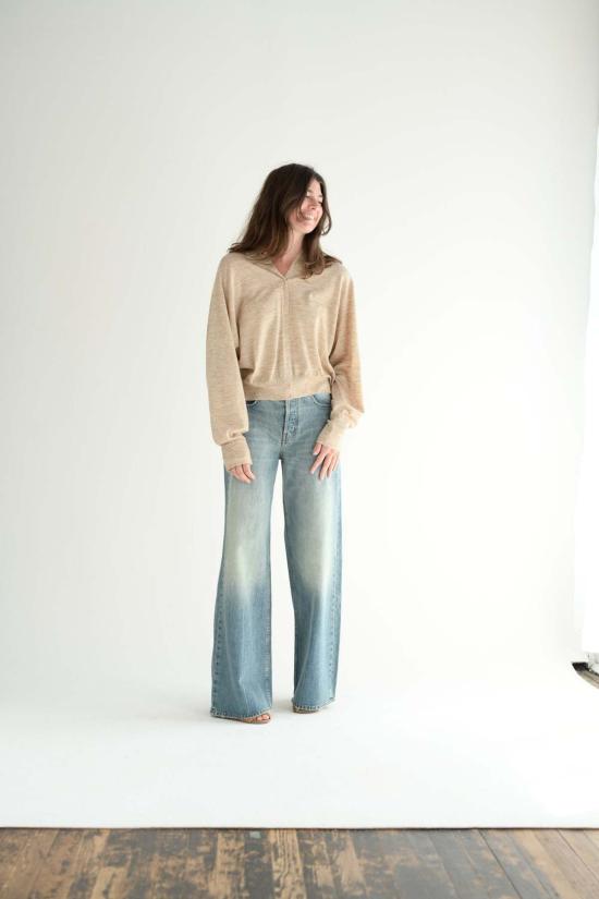  보부틱 긴팔 티셔츠 구역 설정 셔츠 오트밀 - BOBOUTIC