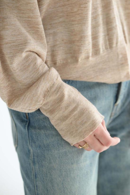  보부틱 긴팔 티셔츠 구역 설정 셔츠 오트밀 - BOBOUTIC