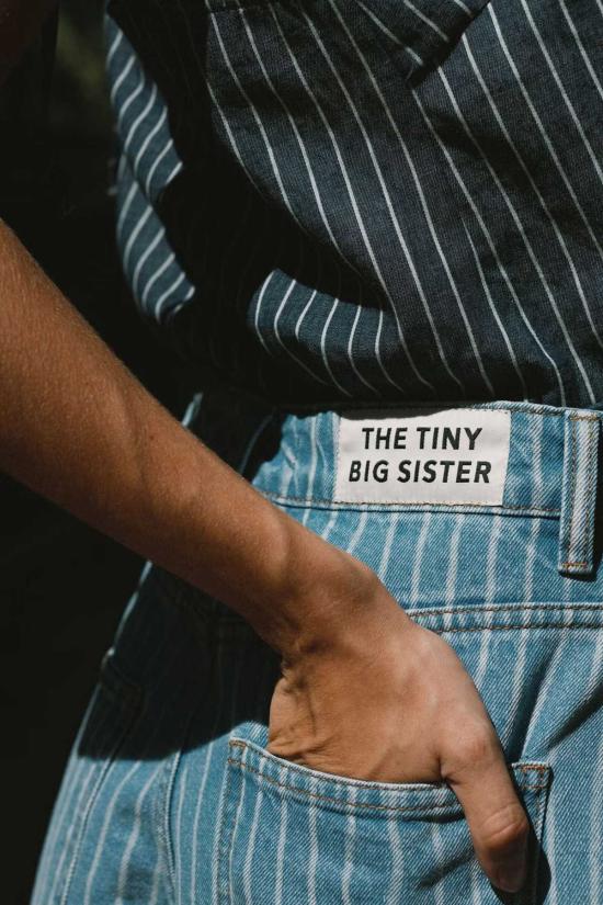  타이니 빅 시스터 데님 숏팬츠 스트라이프 버뮤다 반바지 데님 - TINY BIG SISTER