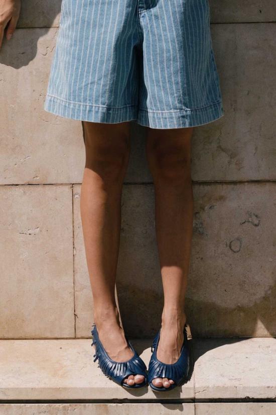  타이니 빅 시스터 데님 숏팬츠 스트라이프 버뮤다 반바지 데님 - TINY BIG SISTER