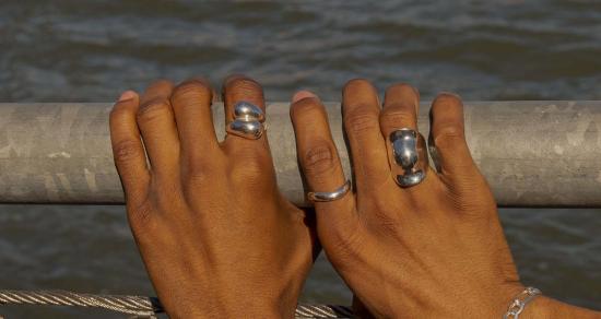  Milk & Rose 반지 밀크 & 로즈 웨이브 링