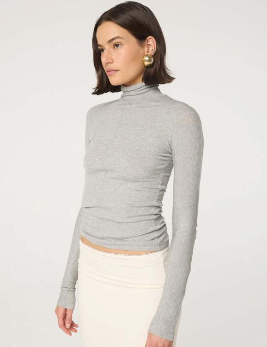  더 라인 바이 케이 긴팔 티셔츠 블릭사 탑 헤더 그레이 - THE LINE BY K