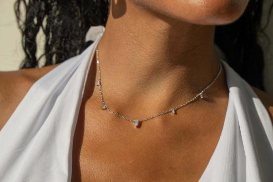  Milk & Rose 목걸이/팬던트 밀크 & 로즈 트라이앵글 젬 목걸이