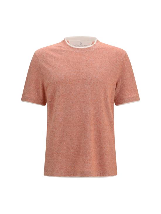 26SS 브루넬로 쿠치넬리 페이크 레이어링 티셔츠 MW8357427 CIW28 ORANGE