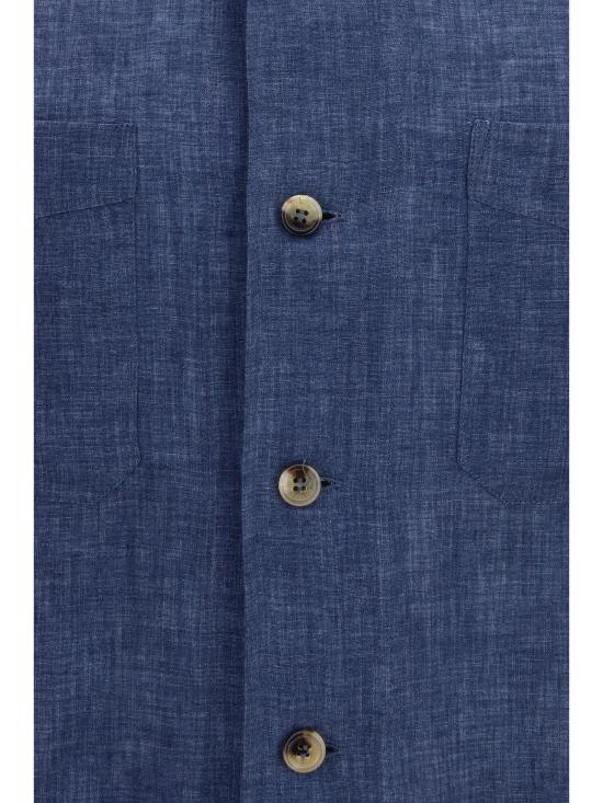 26SS 브루넬로 쿠치넬리 긴팔 셔츠 MF6300648 C018 BLUE - BRUNELLO CUCINELLI