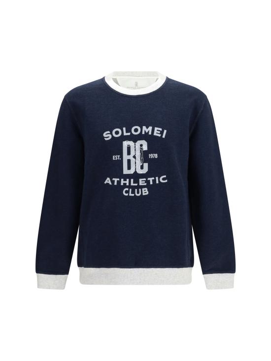 26SS 브루넬로 쿠치넬리 후드 티셔츠 MR8313380G CD649 BLUE