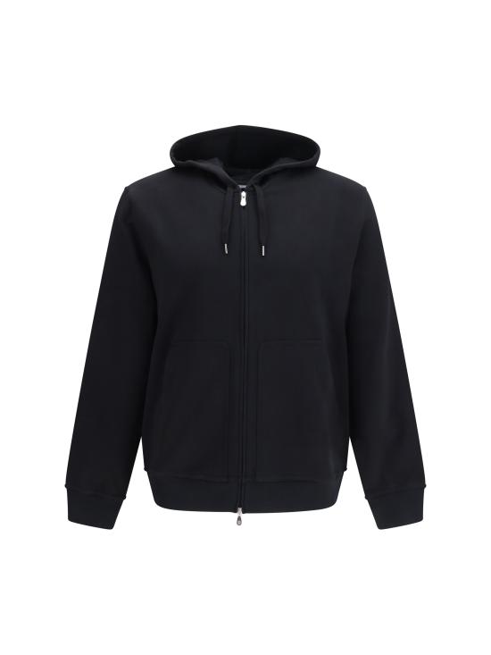26SS 브루넬로 쿠치넬리 테크노 코튼 플리스 후드 집업 MW8639069G C101 BLACK