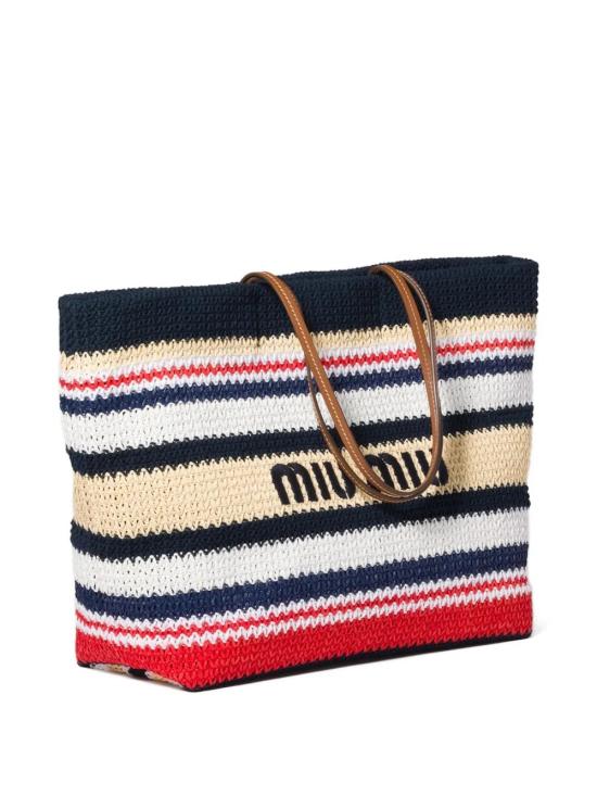 26SS 미우미우 라피아 우븐 토트백 5BG228 2DO3F05CK Blue - MIU MIU