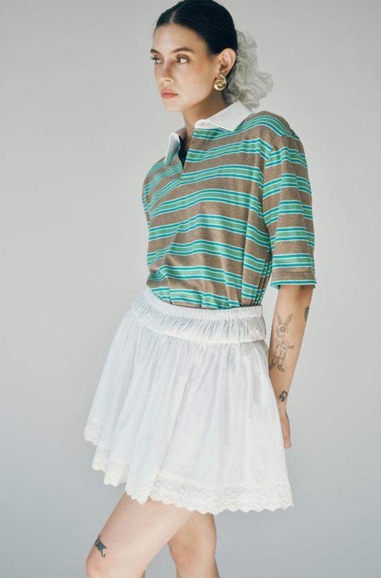  모드 클럽 미디 스커트 오스틴  화이트 - MAUDE CLUB