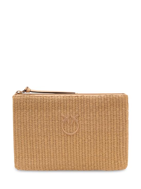 26SS 핑코 클러치/파우치 106763A39Y C24Q RAFIA NERO ANTIQUE GOLD