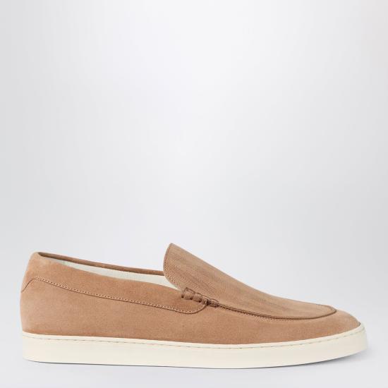 26SS 브루넬로 쿠치넬리 로퍼 스타일 셰브런 패턴 스웨이드 스니커즈 MZUHVSP335LE Beige