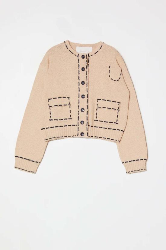  아뜰리에 델핀 가디건 아틀리에 델핀 로티 부클 코튼 스웨터