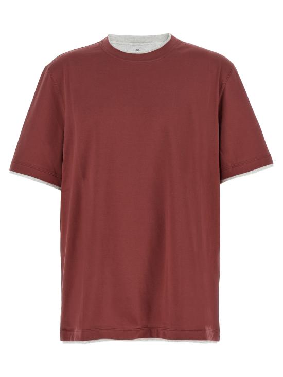 26SS 브루넬로 쿠치넬리 자수 로고 티셔츠 M0B137427CMJ53 Blue