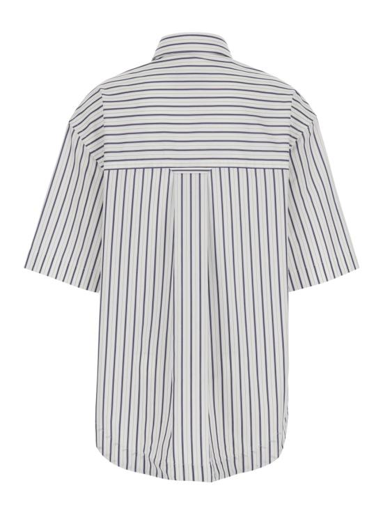 26SS 아미 스트라이프 코튼 숏슬리브 아미 드 하트 와이드 셔츠 USH809CO0220A074 White - AMI